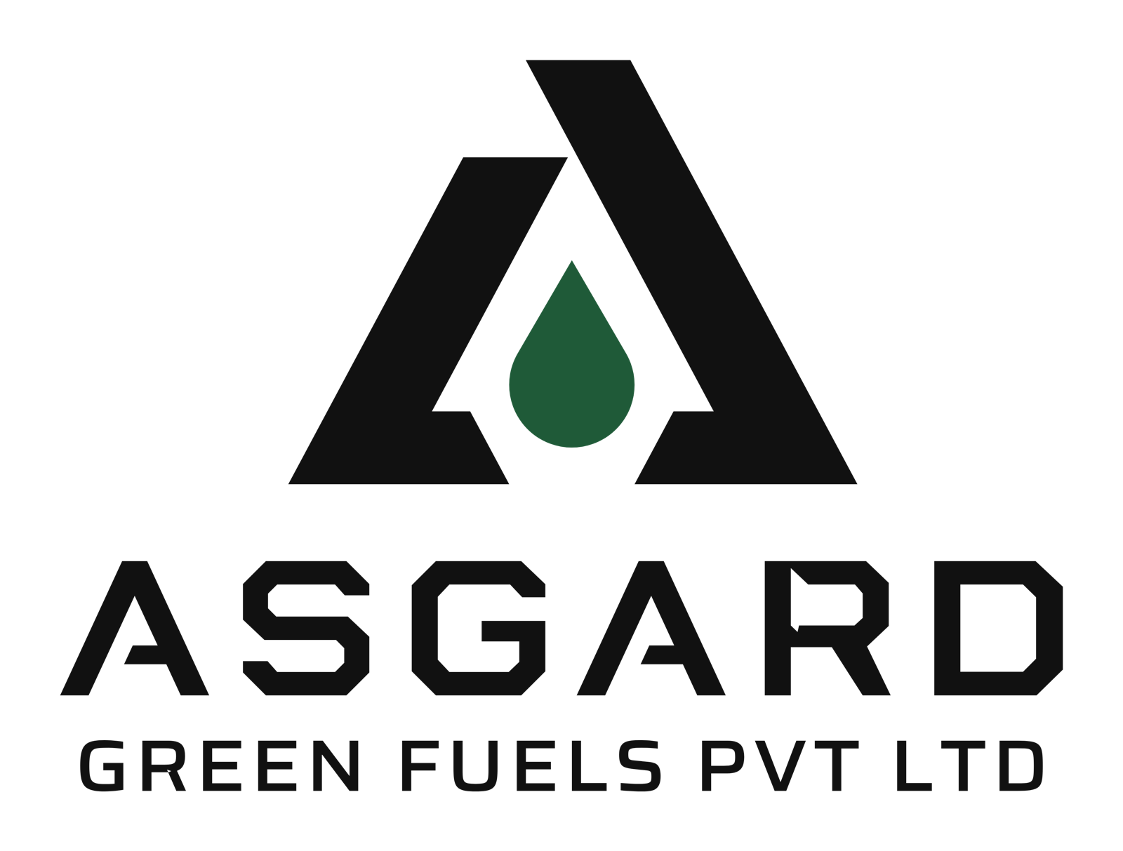 The Asgard Green Fuels lockup: a rising A holding a green drop