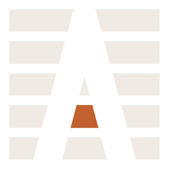 Route two: an A cut out of five horizontal strata, one of them copper