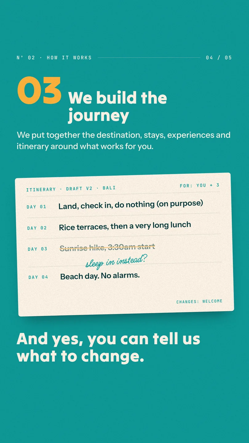 A story drawn as an itinerary card