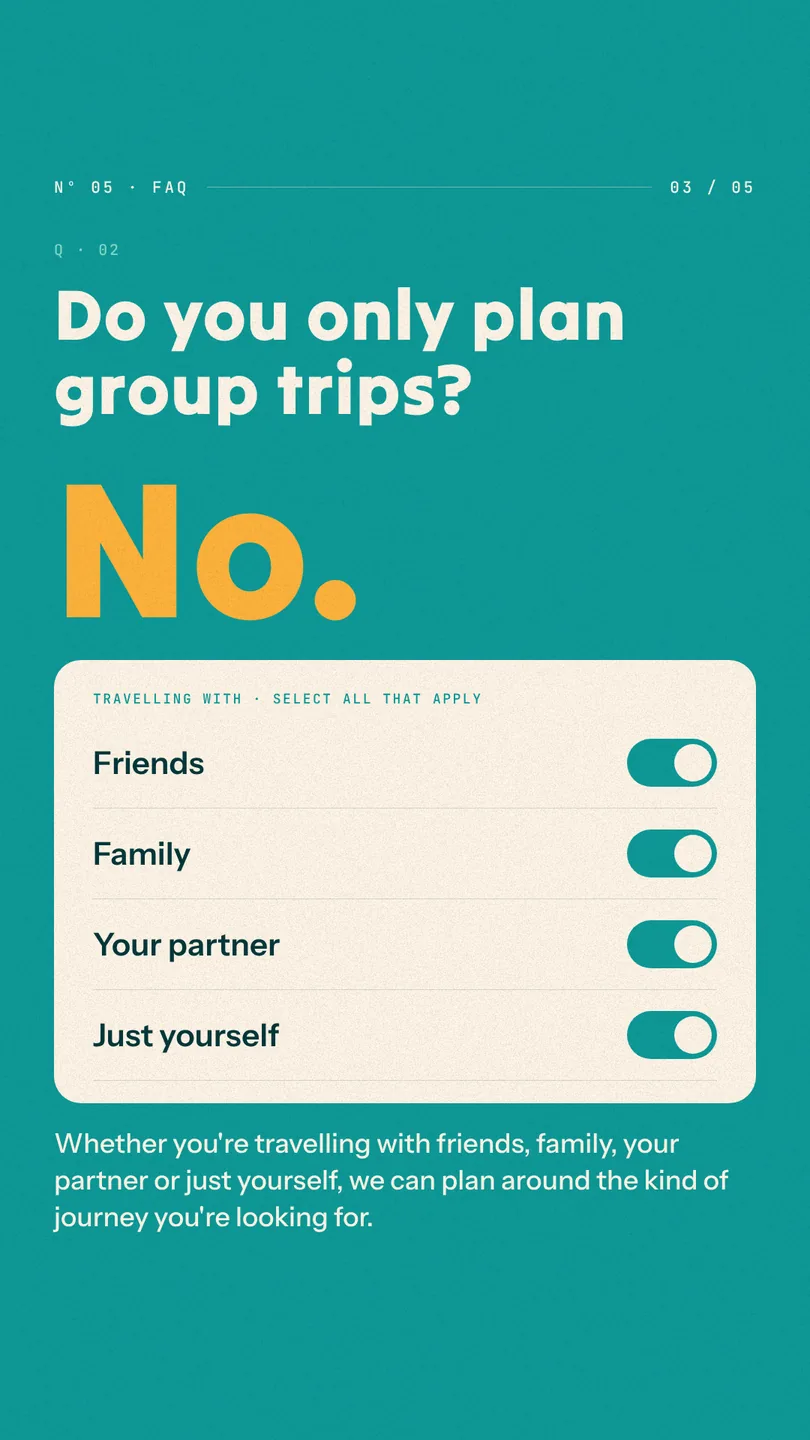 A story drawn as a row of switches: friends, family, your partner, just yourself