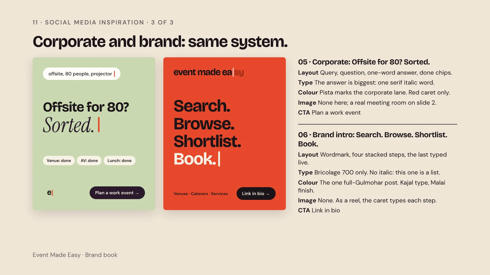 Event Made Easy: sample posts: corporate and brand