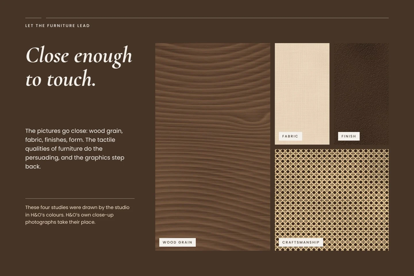 Let the furniture lead: a page of the brand book