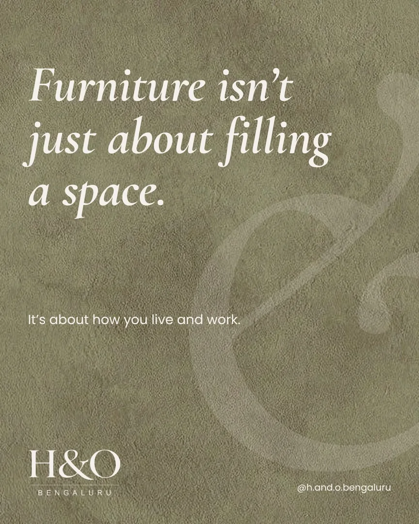 A line of type on olive plaster: Furniture isn’t just about filling a space