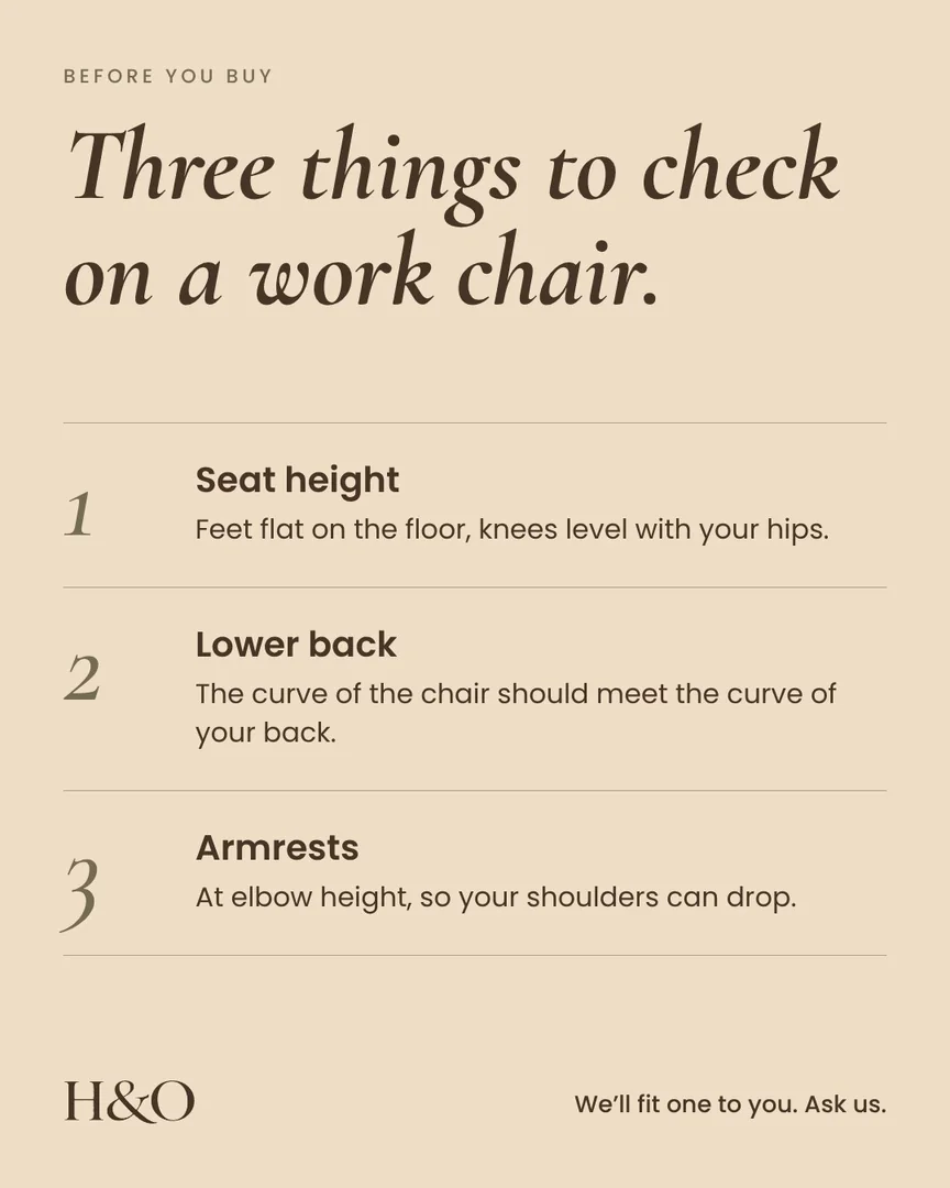 Three things to check on a work chair