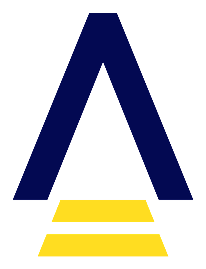 The Loancart symbol: an A shaped as a home, with two steps beneath